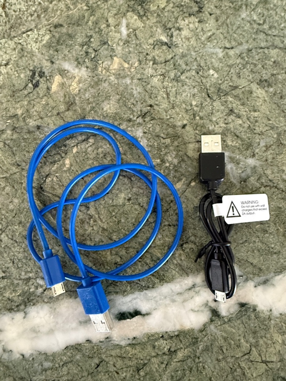 Blue and Black Micro USB Charging Cables